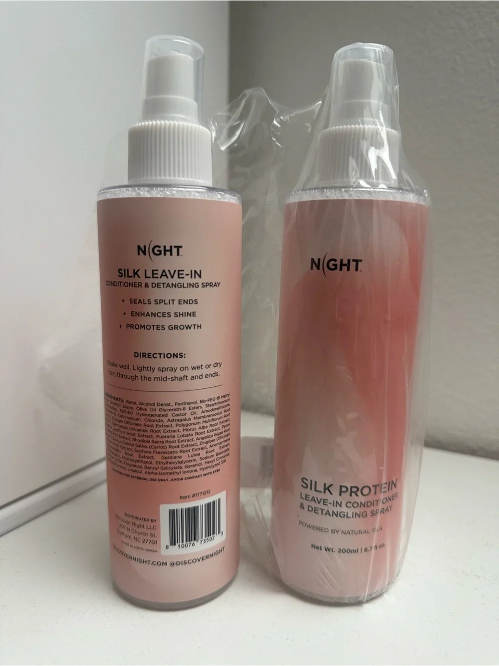 NIGHT Silk Protein Leave-in Conditioner and Detangler Spray, 2-pack